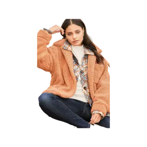 Button Down Oversize Sherpa Shirts Jacket Shacket